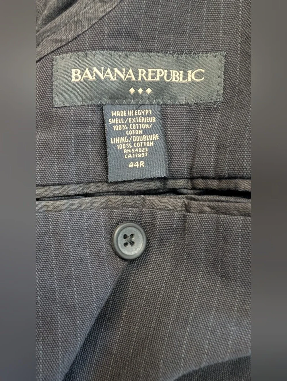 Banana Republic Gray Pinstripe Blazer Jacket 44R 100% Cotton